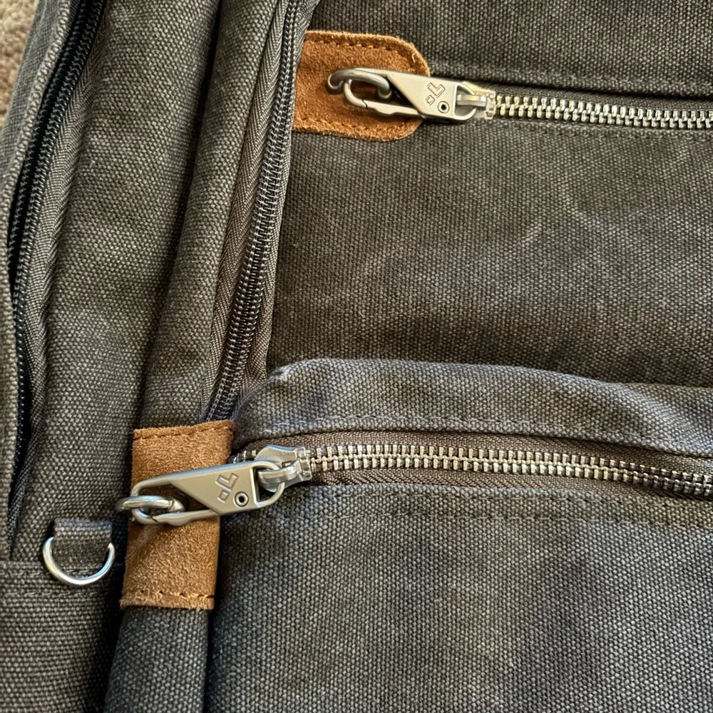 Travelon Charcoal and Tan Backpack - Picture 3 of 8